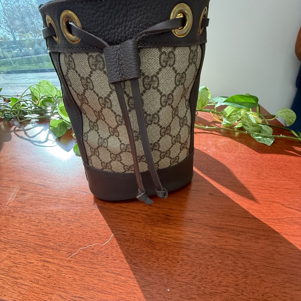 Vintage Boho Bucket Bag Made with Repurposed Gucci canvas